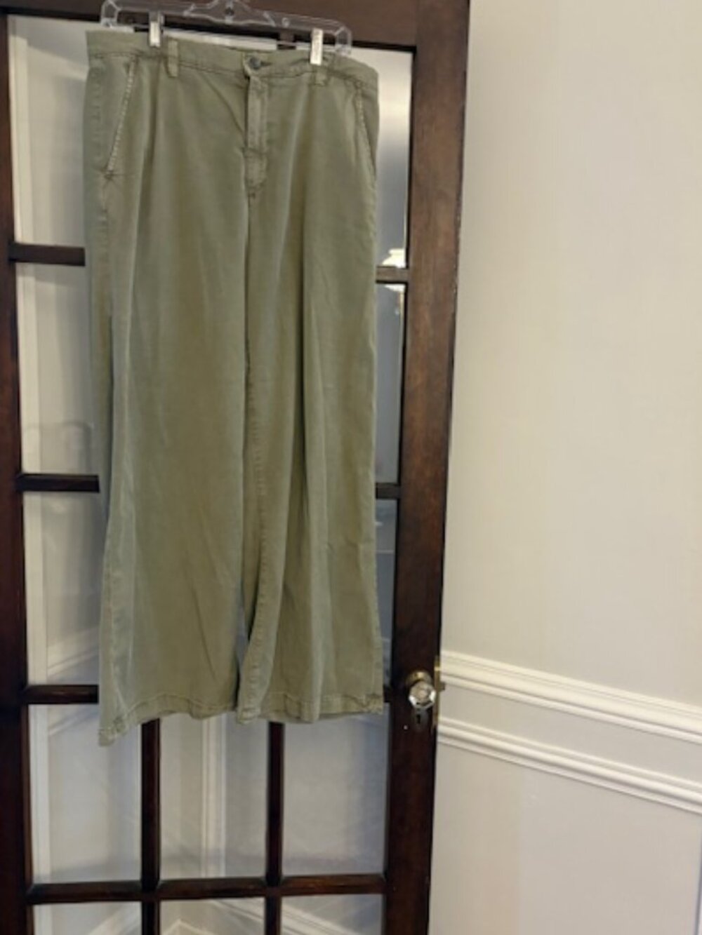 Ag Adriano Goldschmied Wide Leg Olive Green Pants, Size 30